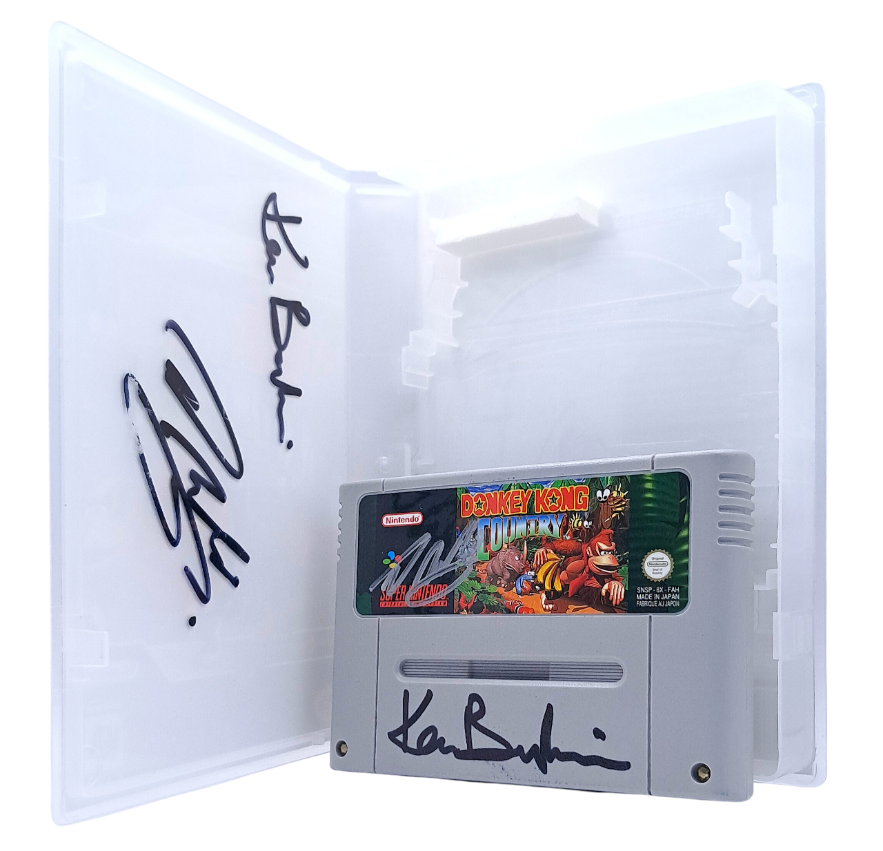 Donkey kong country (Signert av Kevin Bayliss og David Wise) - Super nintendo entertainment system spill (snes)