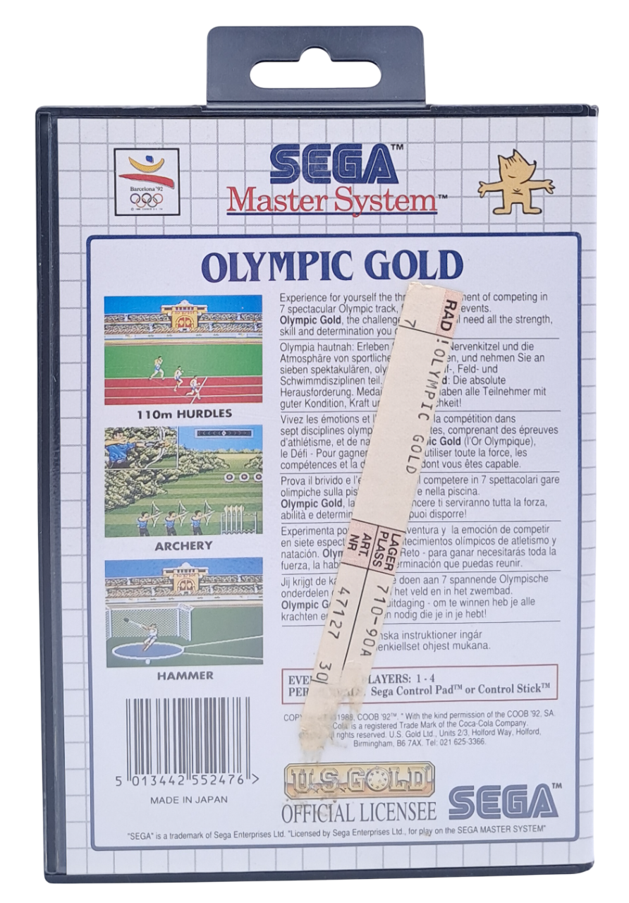 Olympic gold - Barcelona 92 (komplett i eske) - Sega master system spill