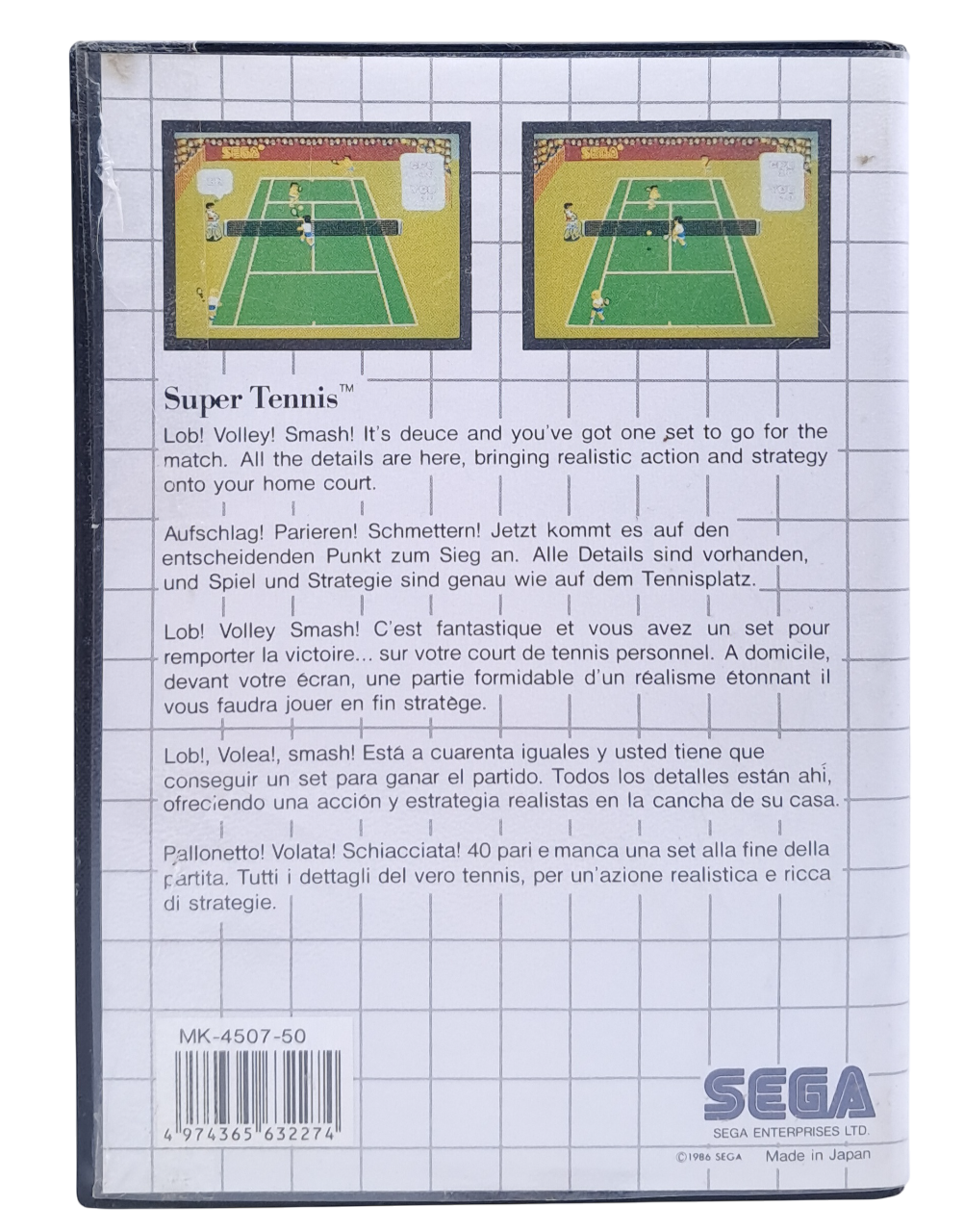 Super Tennis (komplett i eske) - Sega master system spill