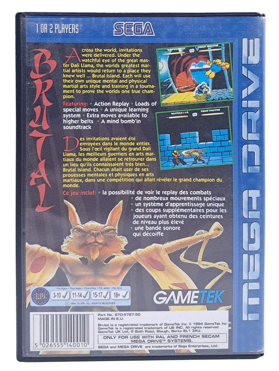 Brutal - Paws of fury (komplett i eske) - Sega mega drive spill