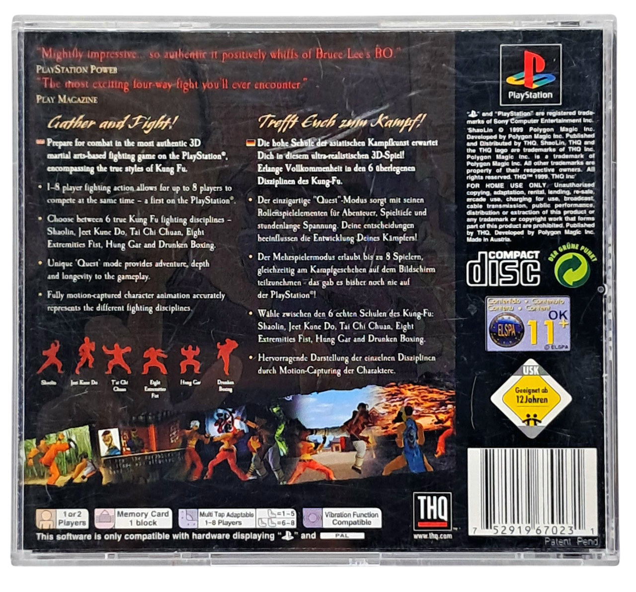 Gameplay-bilde fra Shaolin - Playstation 1 spill (PS1)