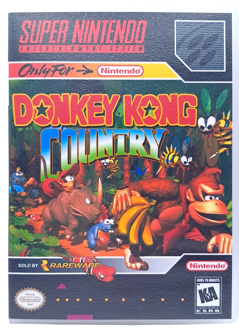 Donkey kong country (Signert av Kevin Bayliss og David Wise) - Super nintendo entertainment system spill (snes)