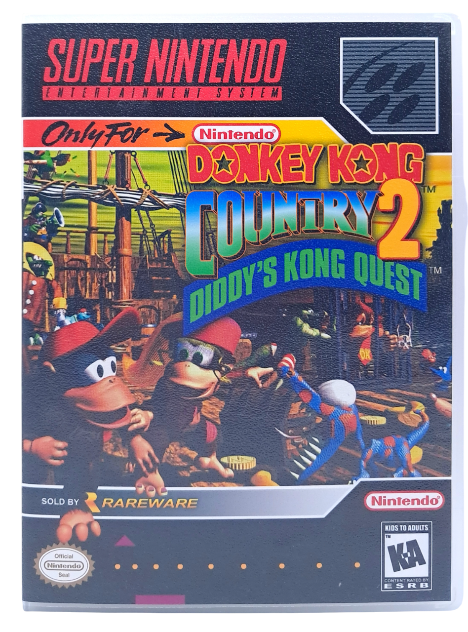 Donkey kong country 2 (Signert av Kevin Bayliss og David Wise) - Super nintendo entertainment system spill (snes)