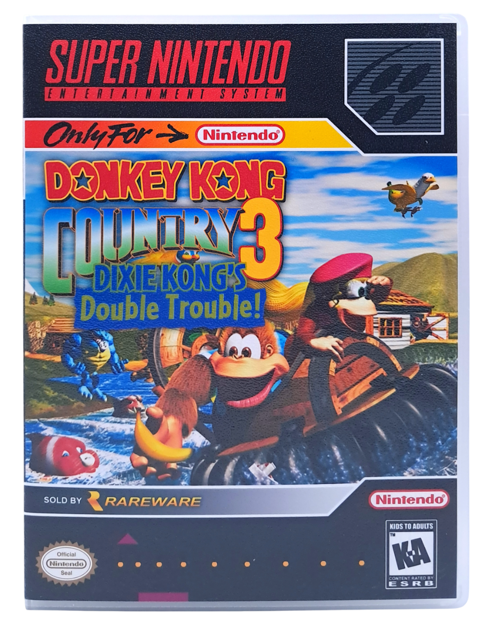 Donkey kong country 3 (Signert av Kevin Bayliss og David Wise) - Super nintendo entertainment system spill (snes)
