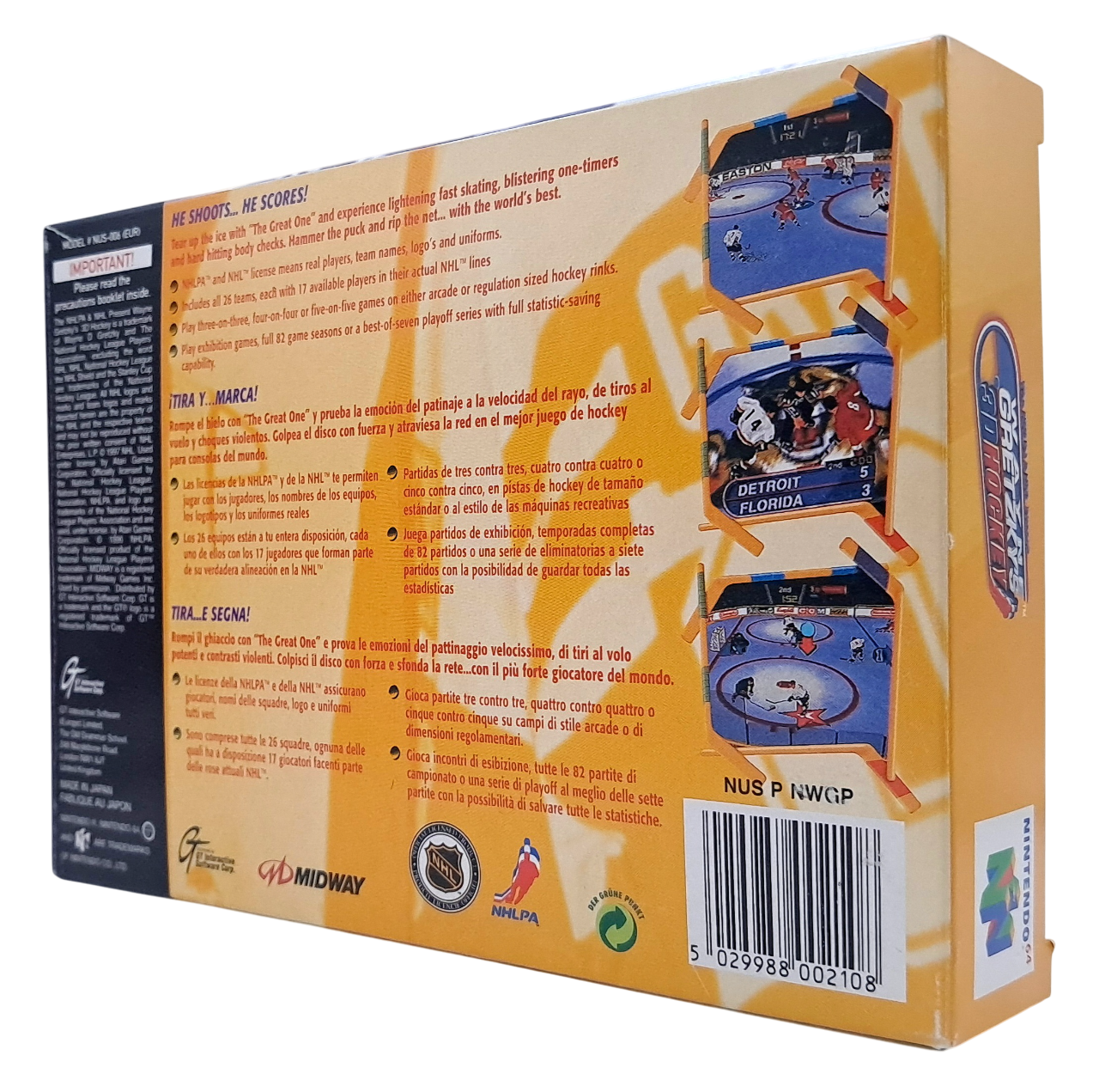 Wayne Gretzky's 3D hockey - Komplett i eske (CIB) - Nintendo 64 spill (N64)