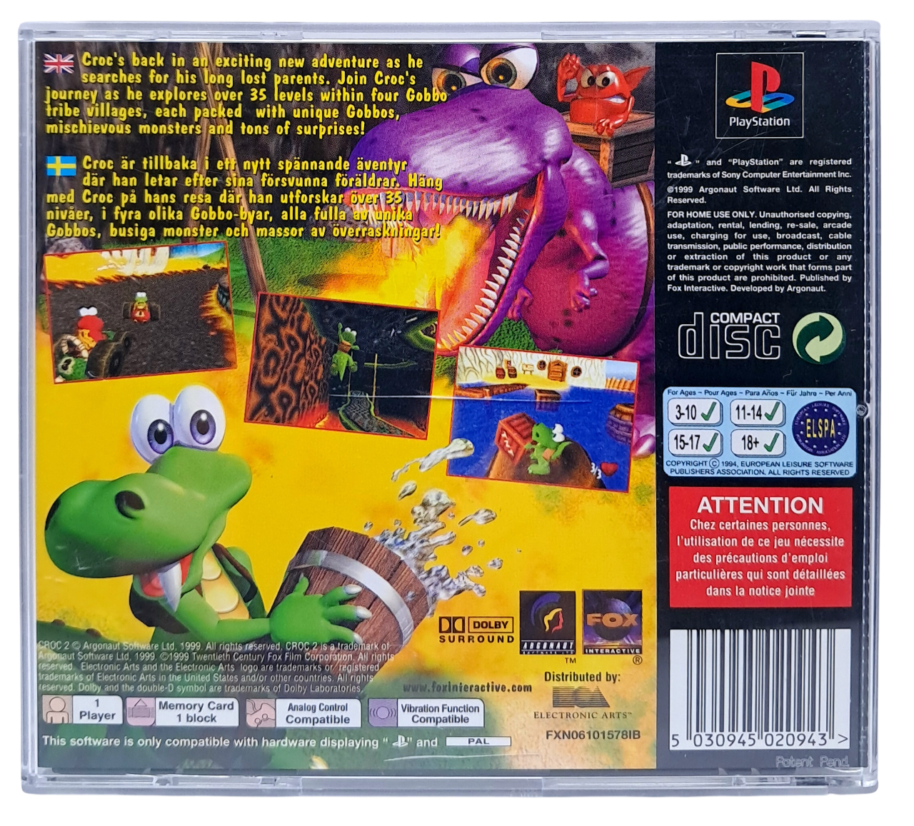 Croc 2 - Playstation 1 spill (PS1)