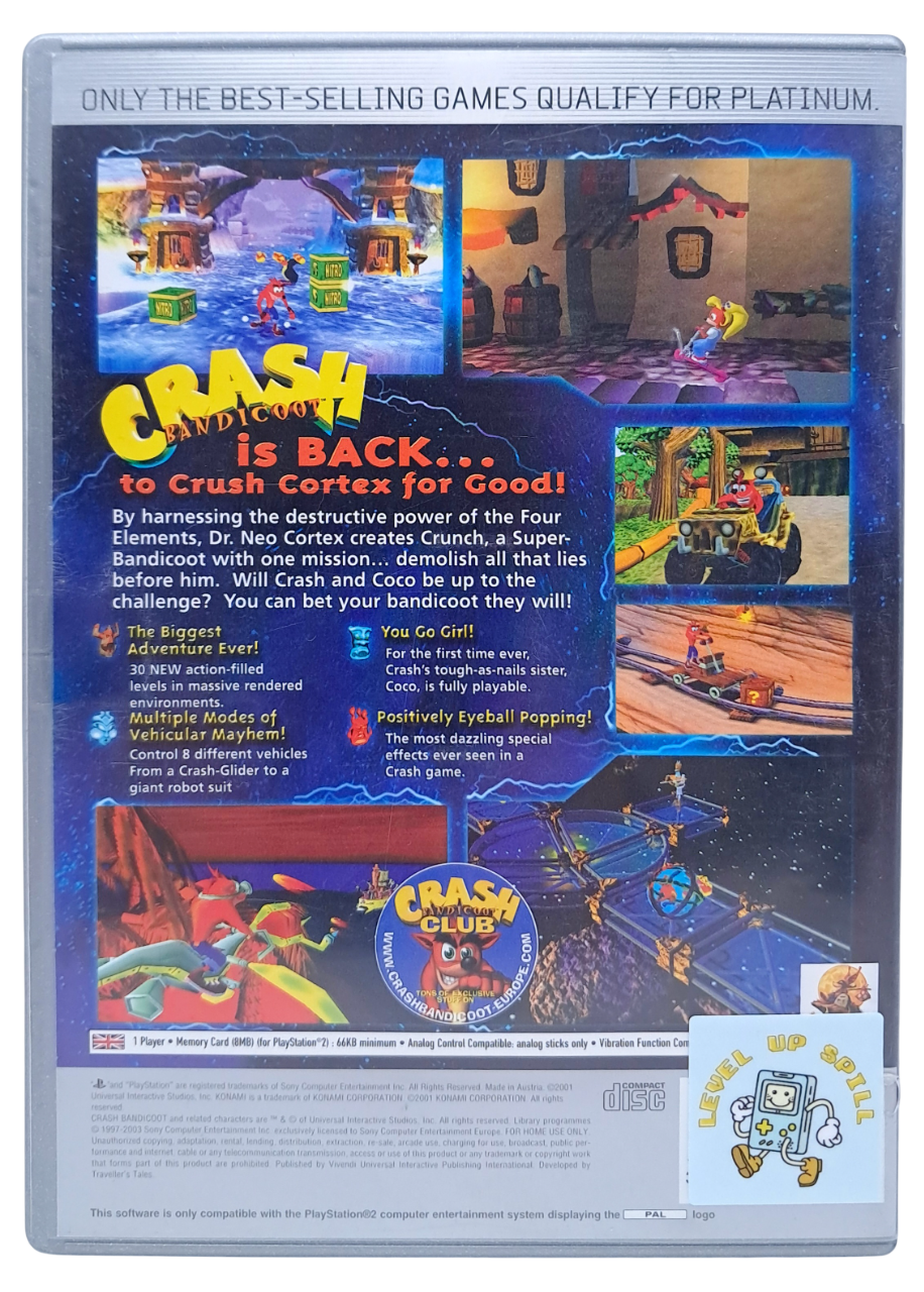 Crash Bandicoot - The wrath of Cortex (platinum) - Playstation 2 spill (PS2)