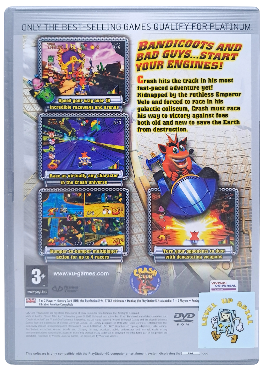 Crash - Nitro-kart (platinum) - Playstation 2 spill (PS2)