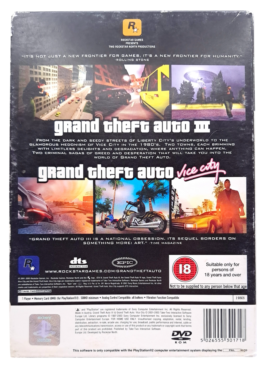 Grand theft auto Double pack (GTA 3 / Vice city) - Playstation 2 spill (PS2)