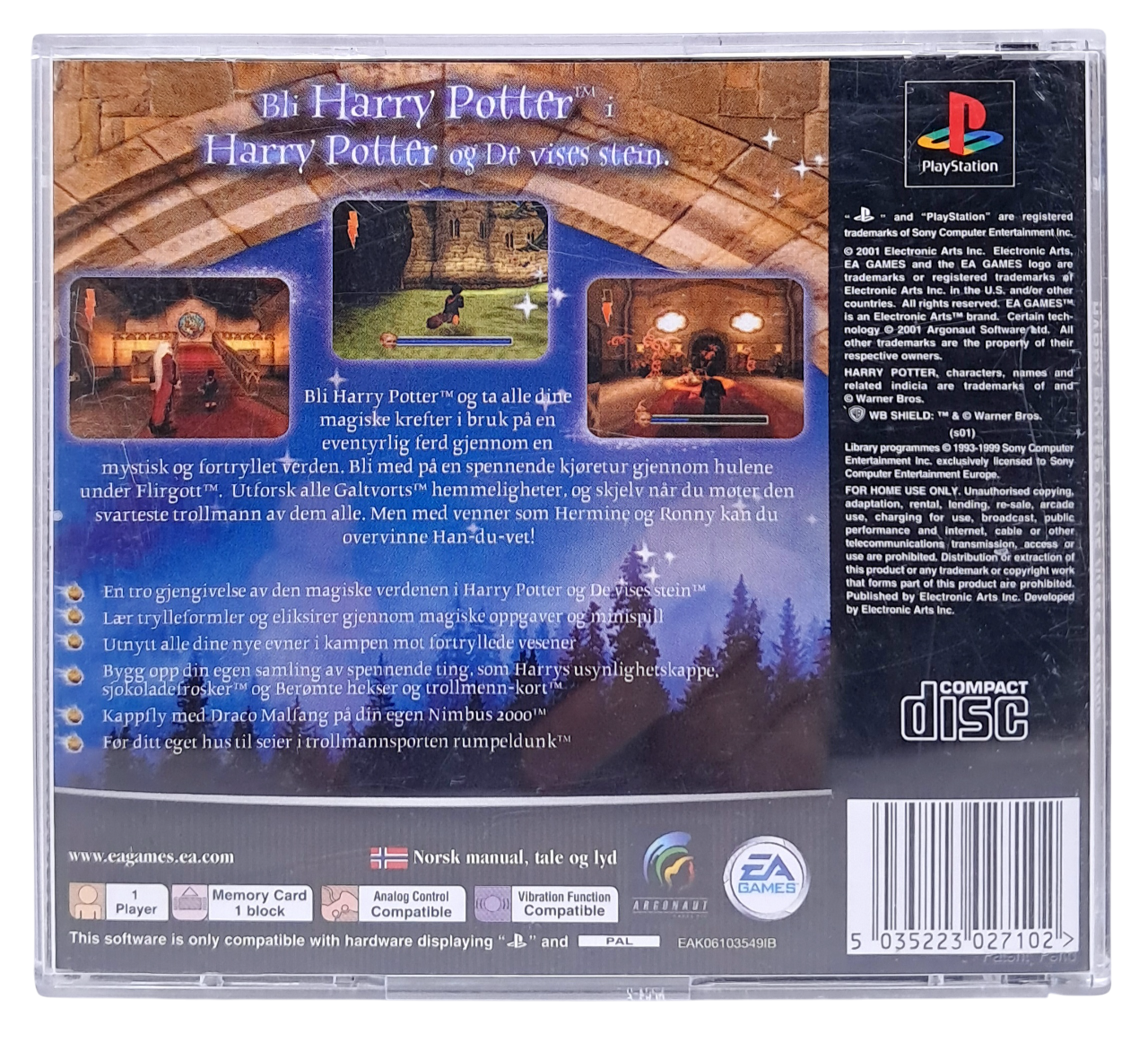 Harry Potter og de vises stein - Playstation 1 spill (PS1)