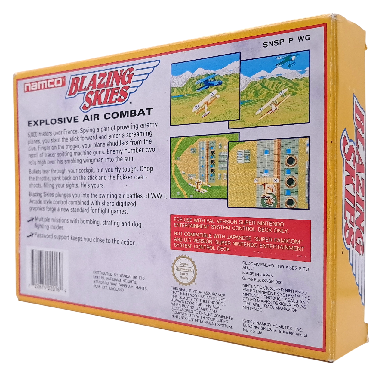 Blazing skies (Komplett i eske) - Super nintendo spill (snes)