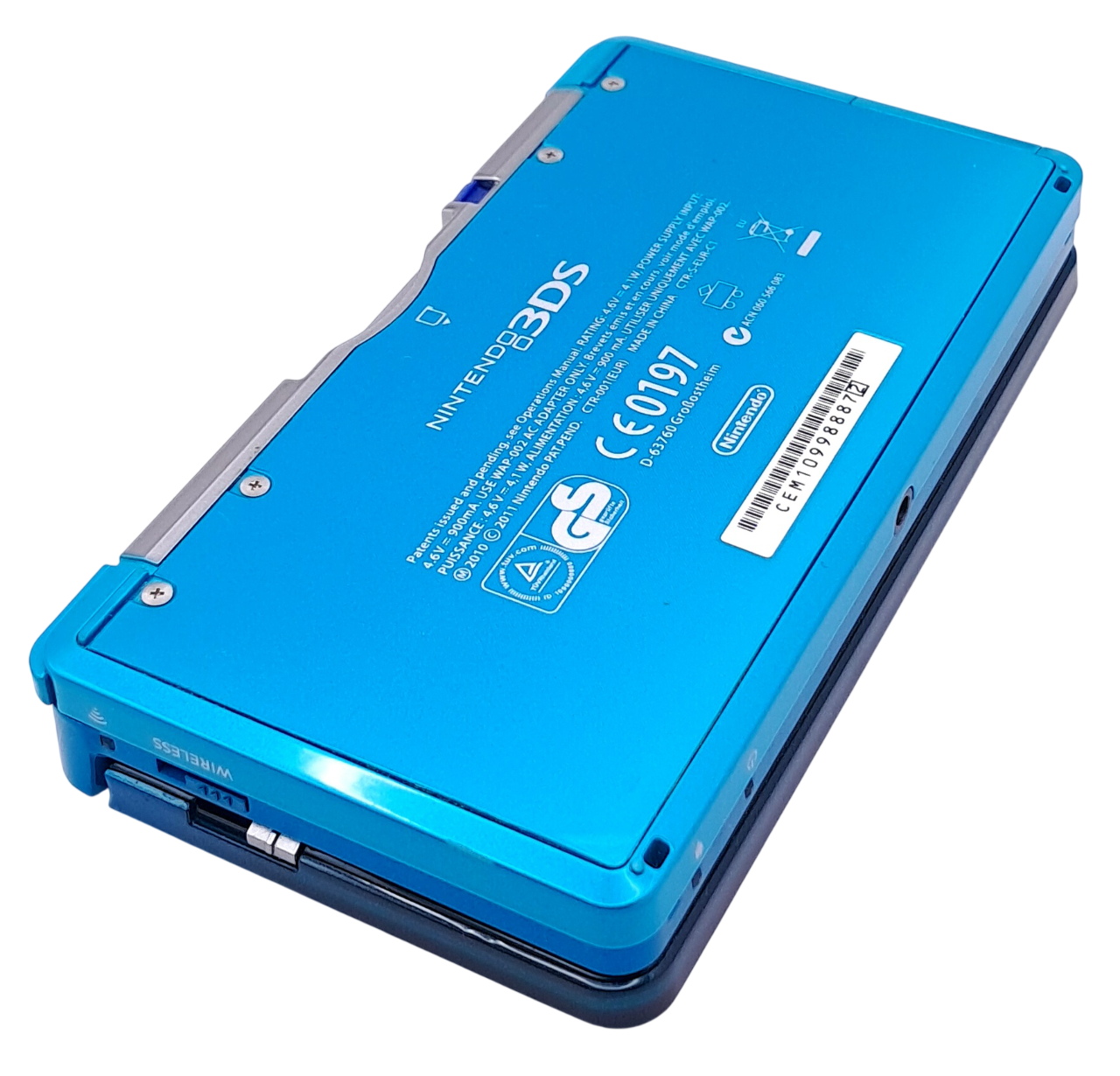 Blå Nintendo 3DS - Håndholdt konsoll med lader