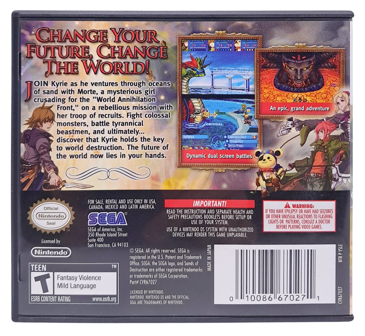 Gameplay-bilde fra Sands of destruction (NTSC) – Nintendo DS spill