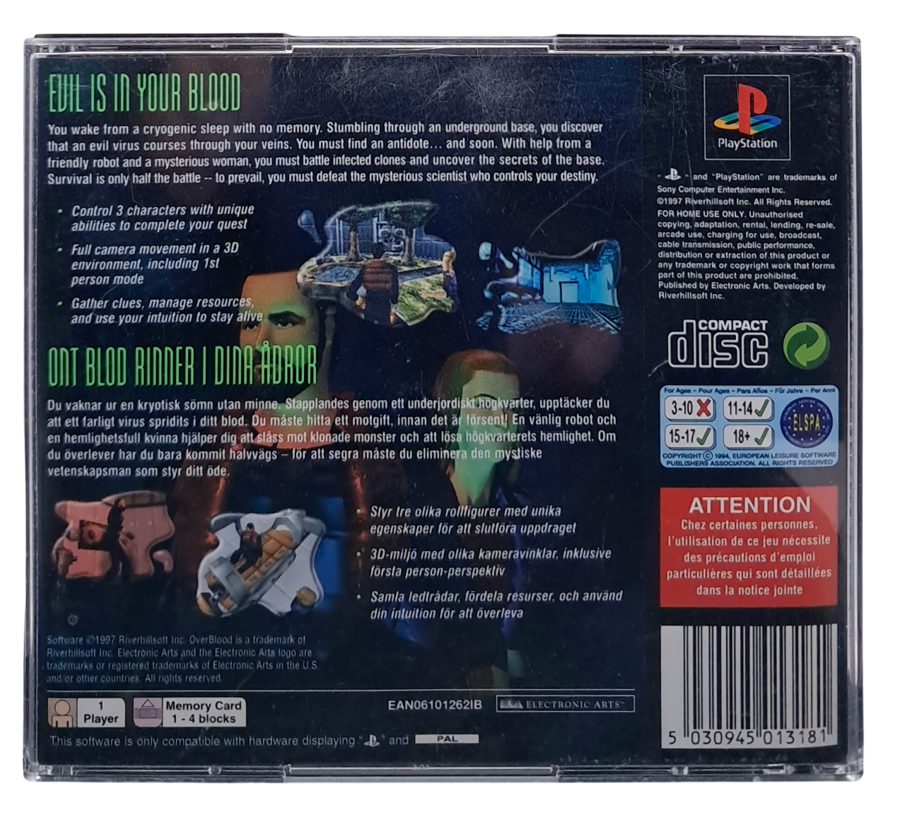 OverBlood - Playstation 1 spill (PS1)