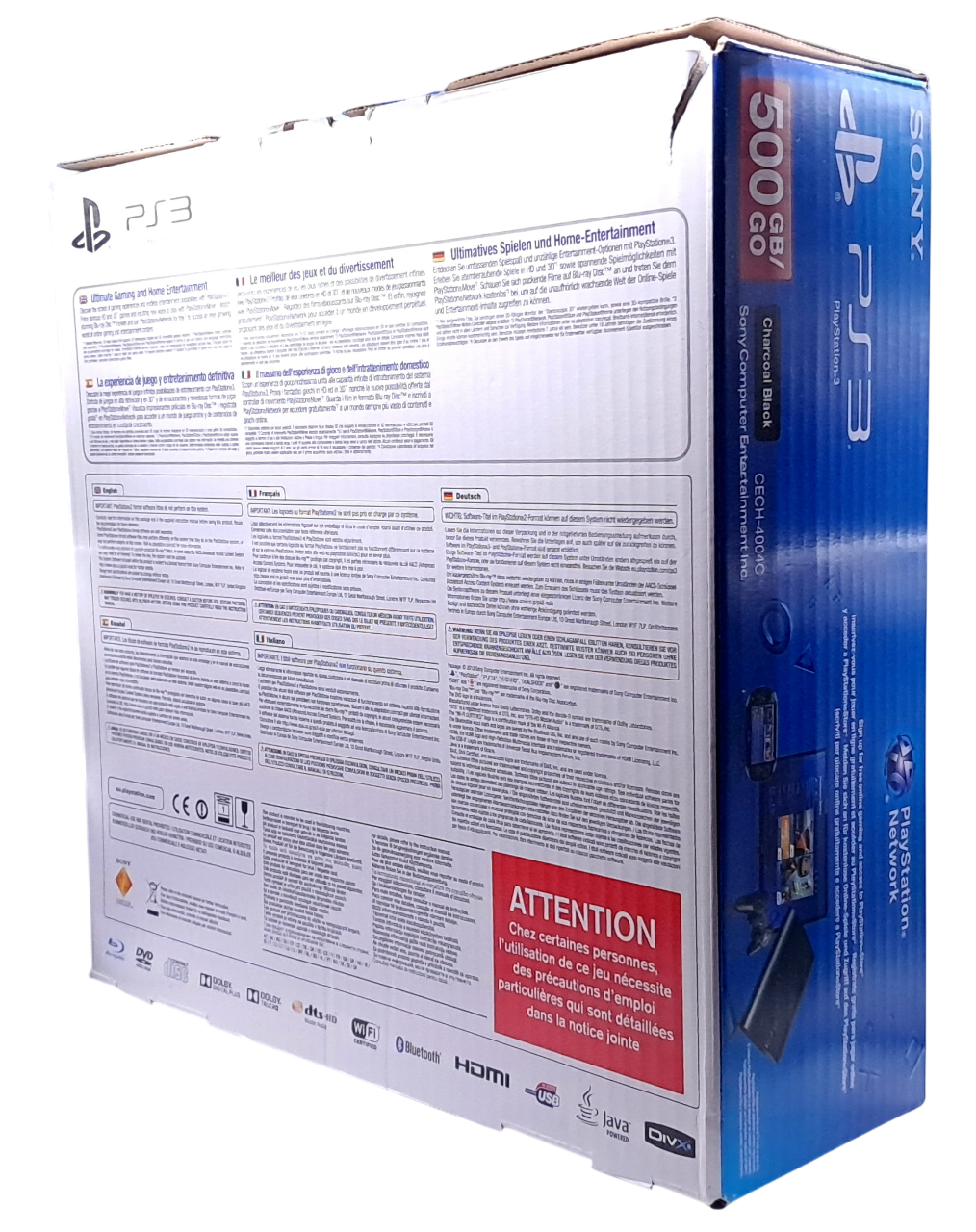 Original Svart Sony PlayStation 3 (i eske) superslim konsoll (500 GB)