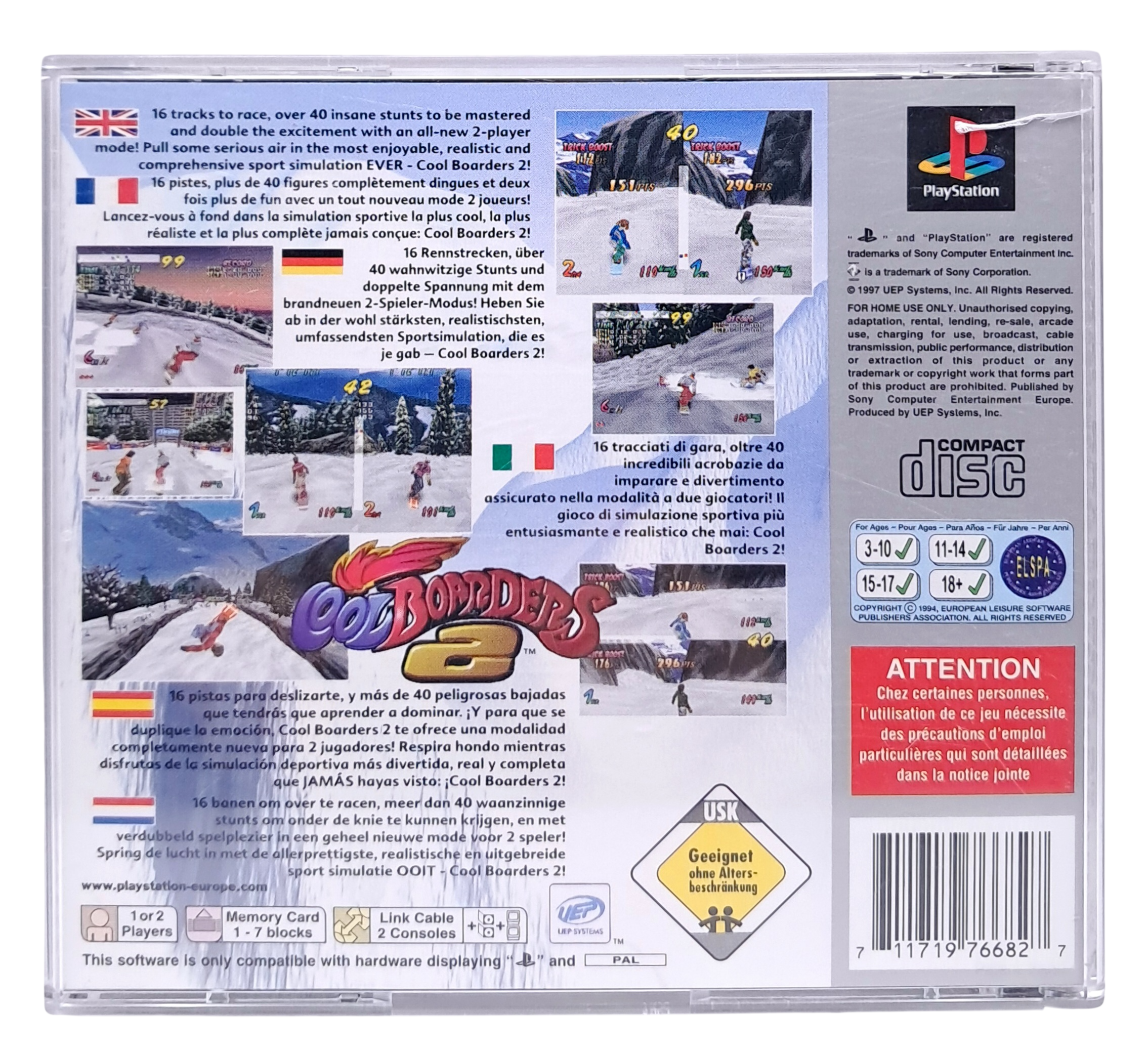 Cool Boarders 2 (platinum) - Playstation 1 spill (PS1)