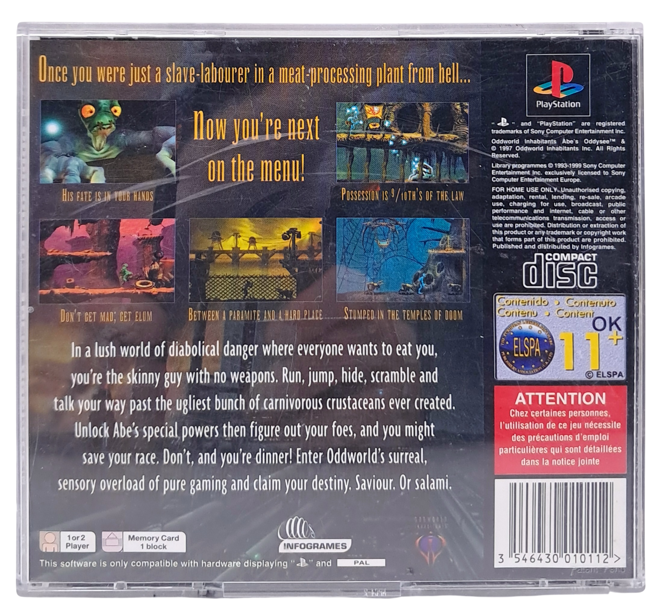 Oddworld Abe's oddysee (Best of infogrames) - Playstation 1 spill (PS1)