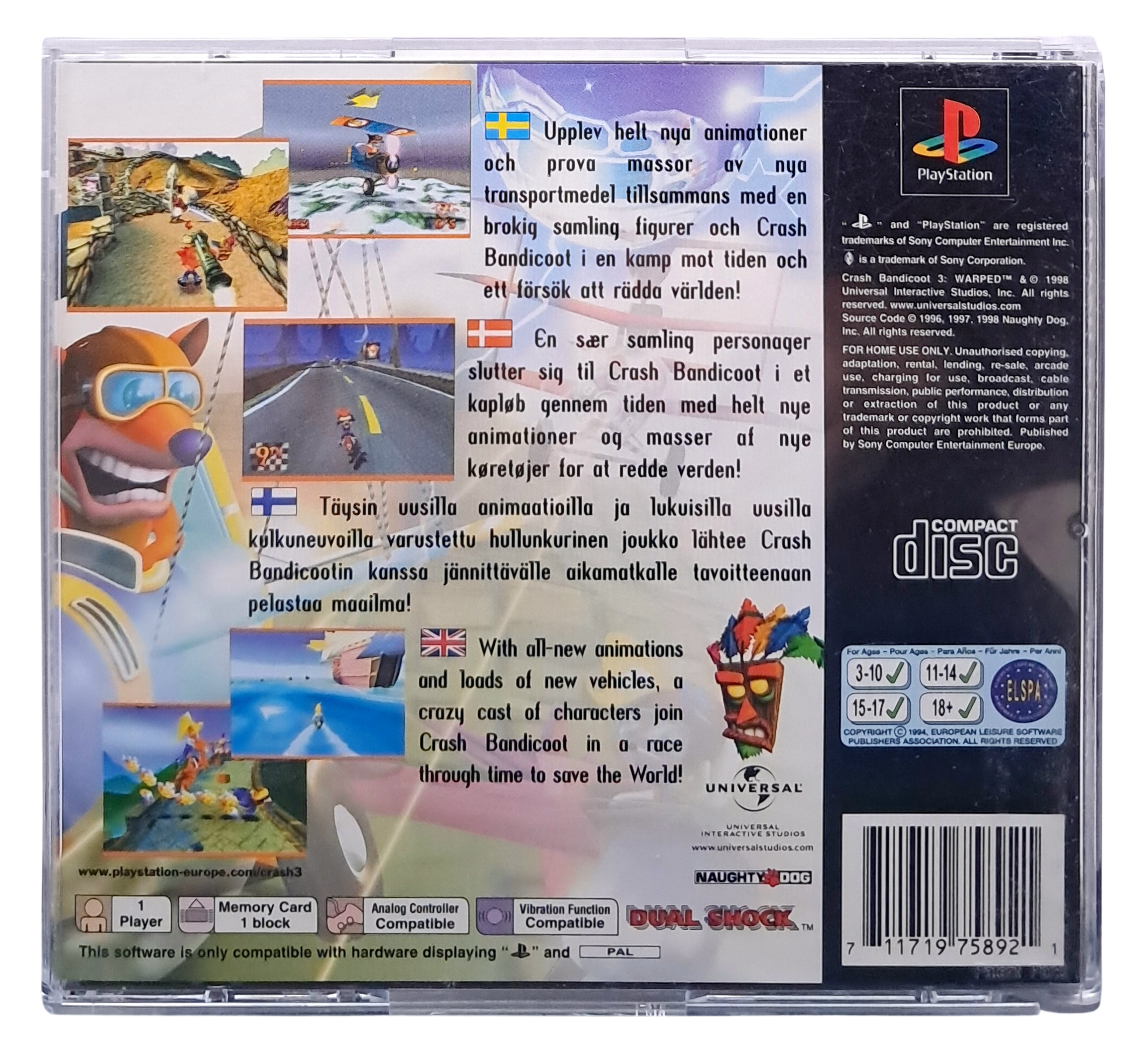 Crash bandicoot - Warped - Playstation 1 spill (PS1)