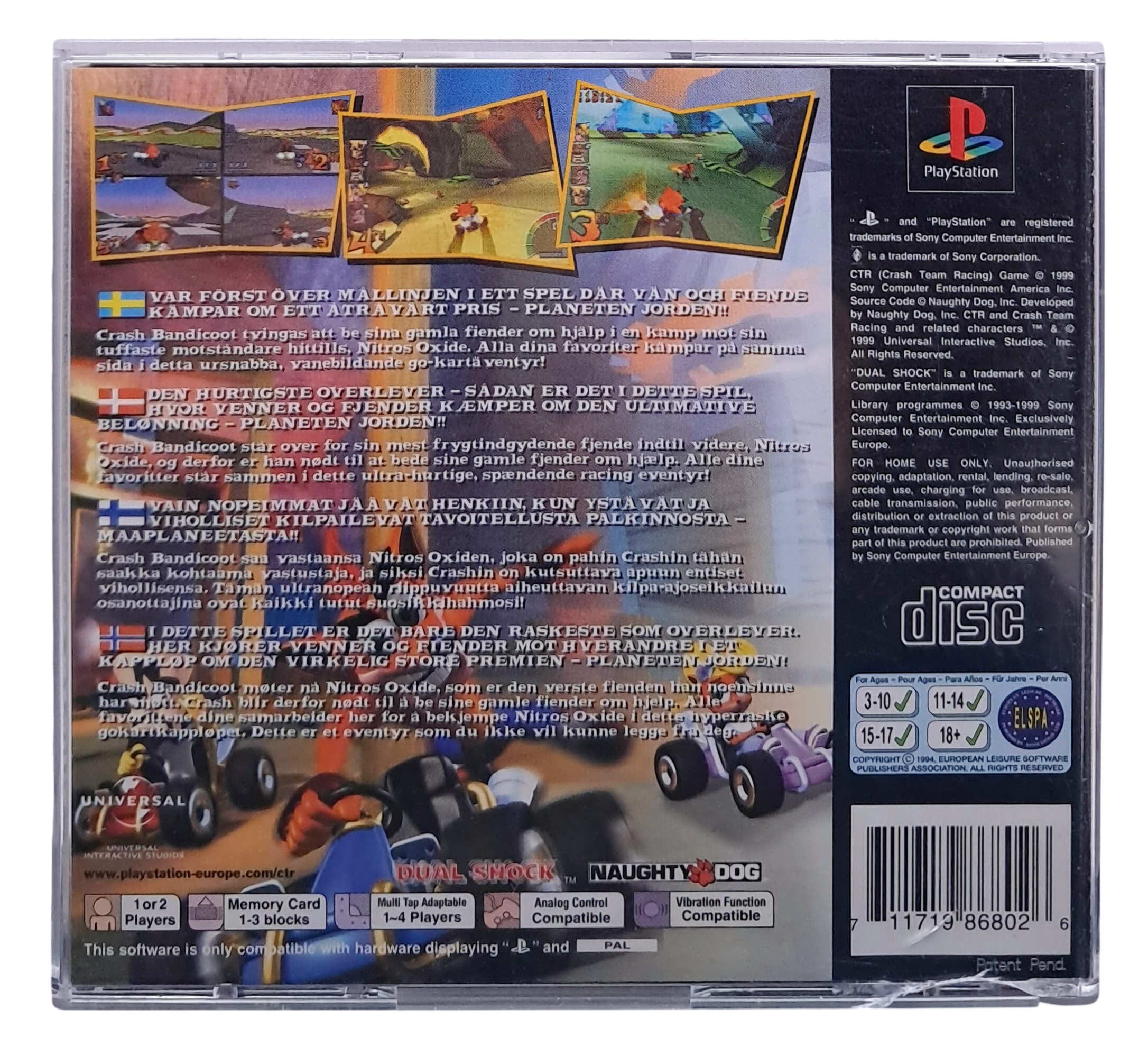 CTR - Crash team racing - Playstation 1 spill (PS1)