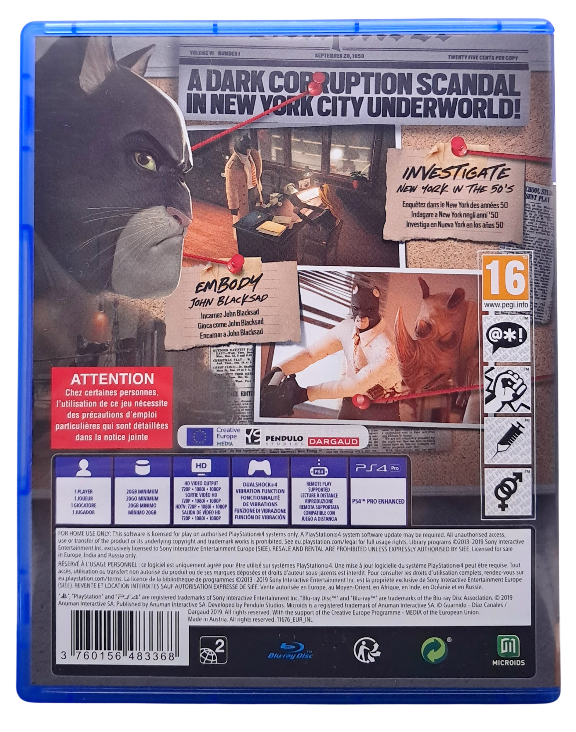 Blacksad - Under the skin (limited edition) - Playstation 4 spill (PS4)