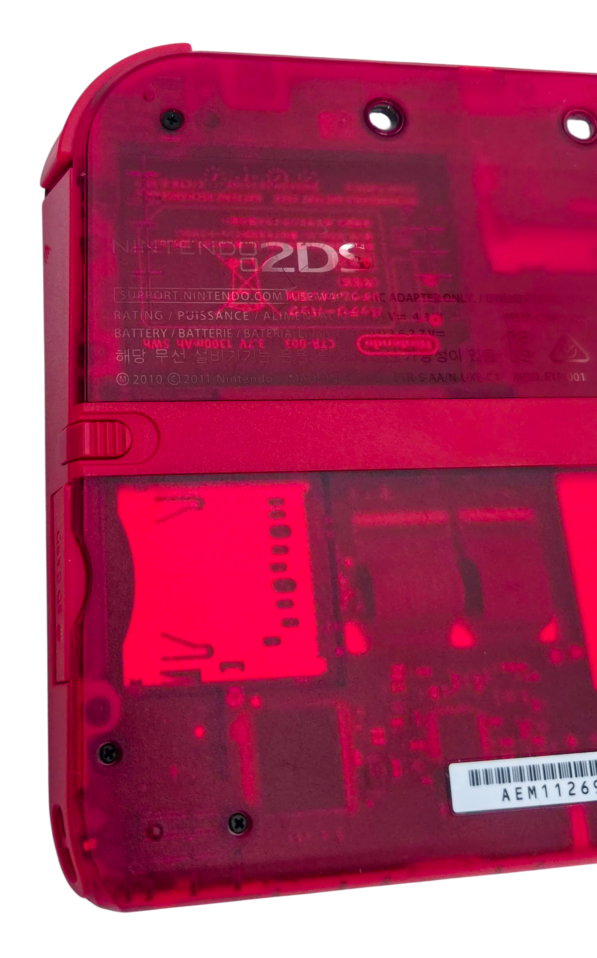 Original Nintendo 2DS Clear Red – Transparent Rød Edition konsoll