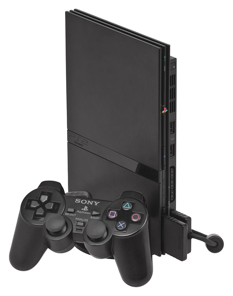 Original svart slim sony playstation 2 konsoll (PS2) (Brukt)