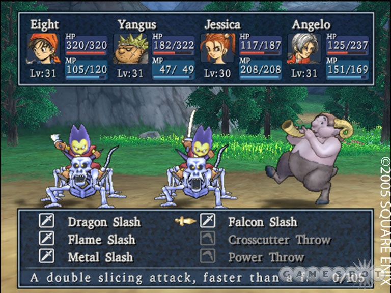 Gameplay-bilde fra Dragon quest VIII / 8 - The journey of the cursed king - Playstation 2 spill (PS2)