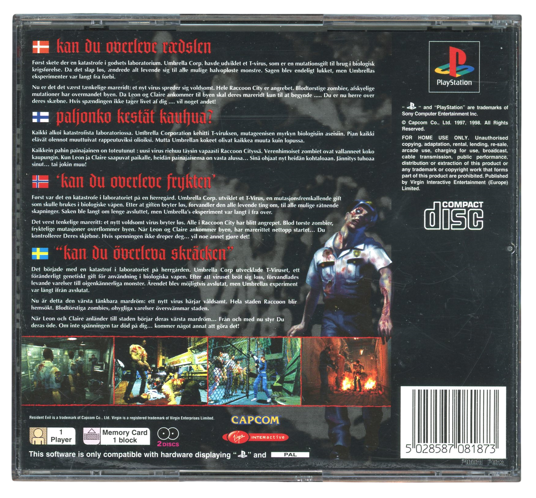 Resident evil 2 - Playstation 1 spill (PS1)
