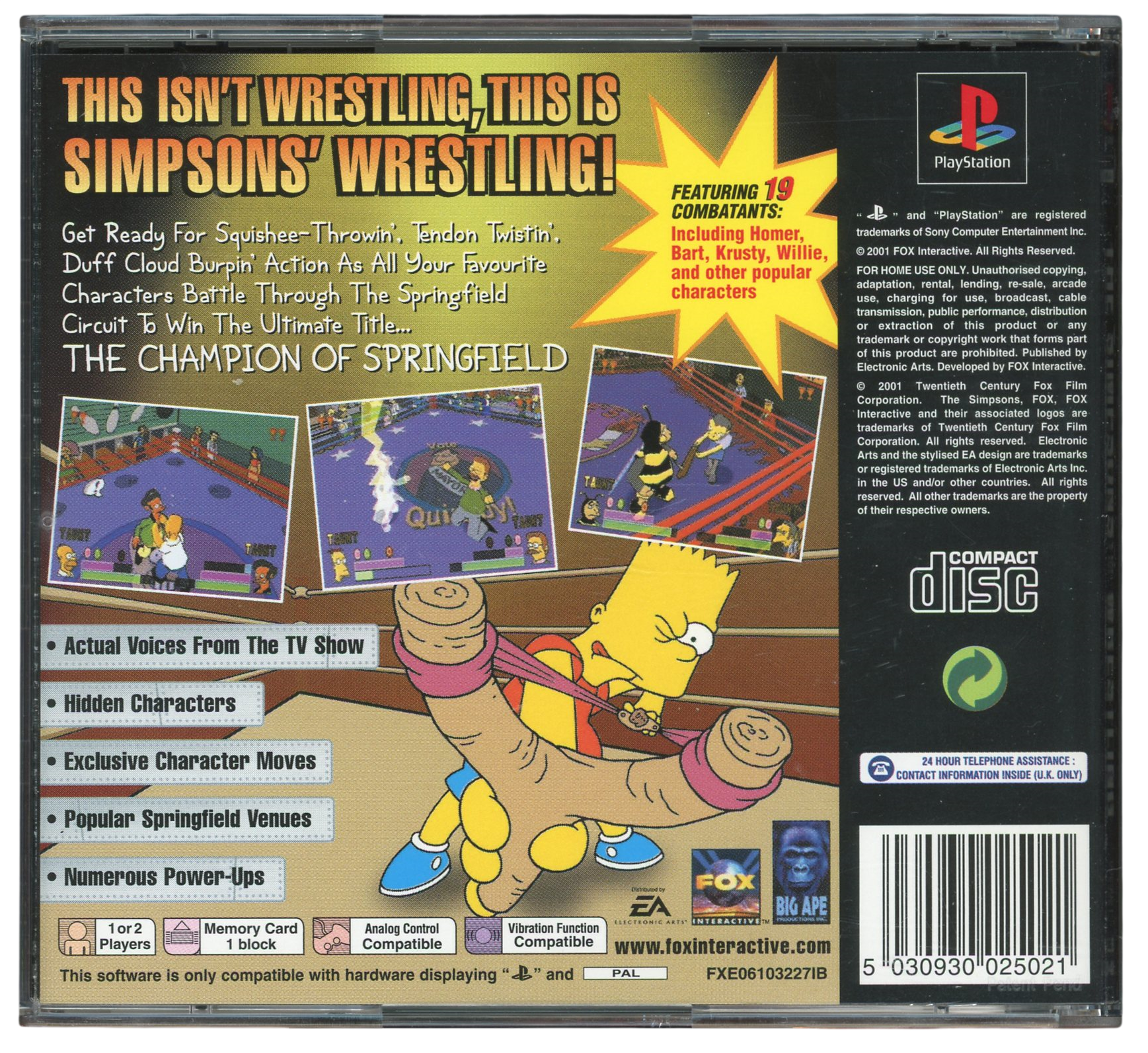 The simpsons - Wrestling - Playstation 1 spill (PS1)