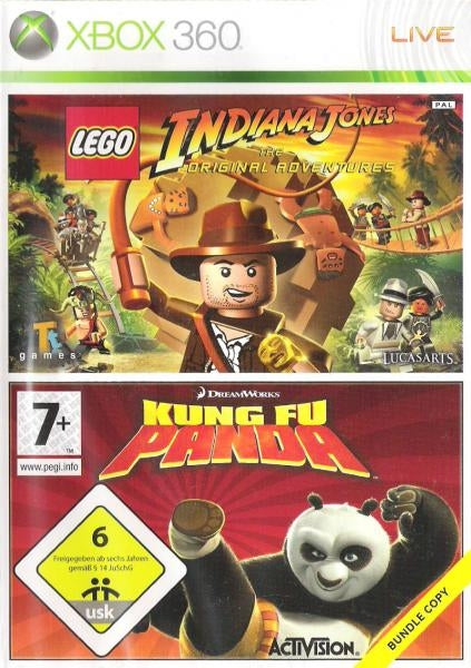 Lego Indiana Jones the original adventures og Kong Fu panda (brukt) - Xbox 360 spill