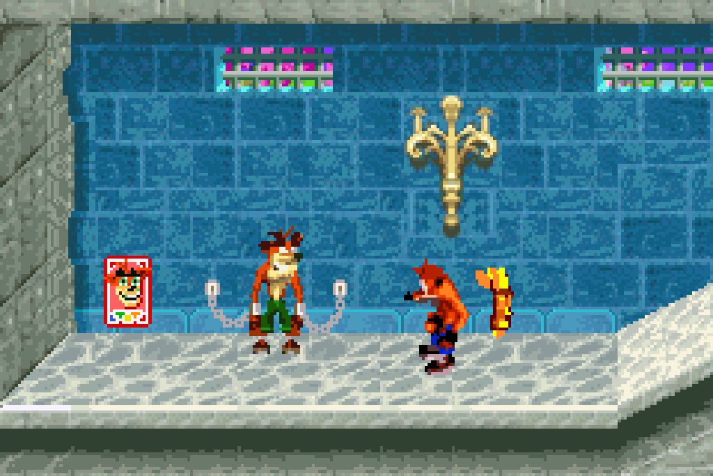 Gameplay-bilde fra Crash bandicoot fusion og Spyro Fusion - Nintendo Gameboy advance spill (GBA)