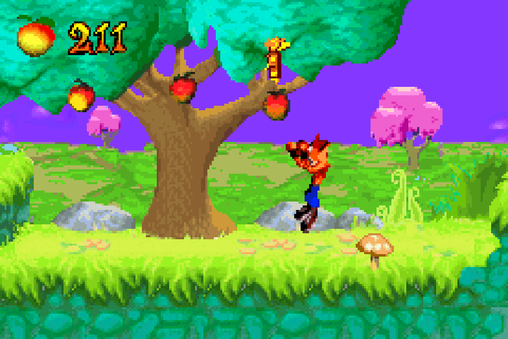 Gameplay-bilde fra Crash bandicoot fusion og Spyro Fusion - Nintendo Gameboy advance spill (GBA)