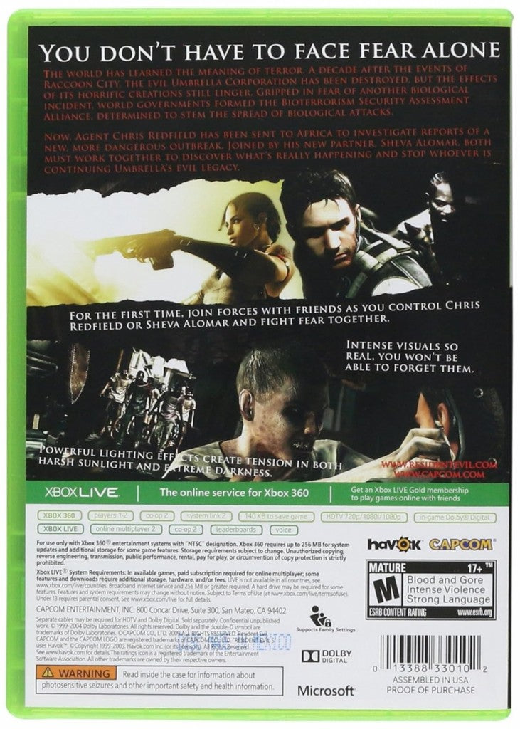 Resident evil 5 (brukt) - Xbox 360 spill