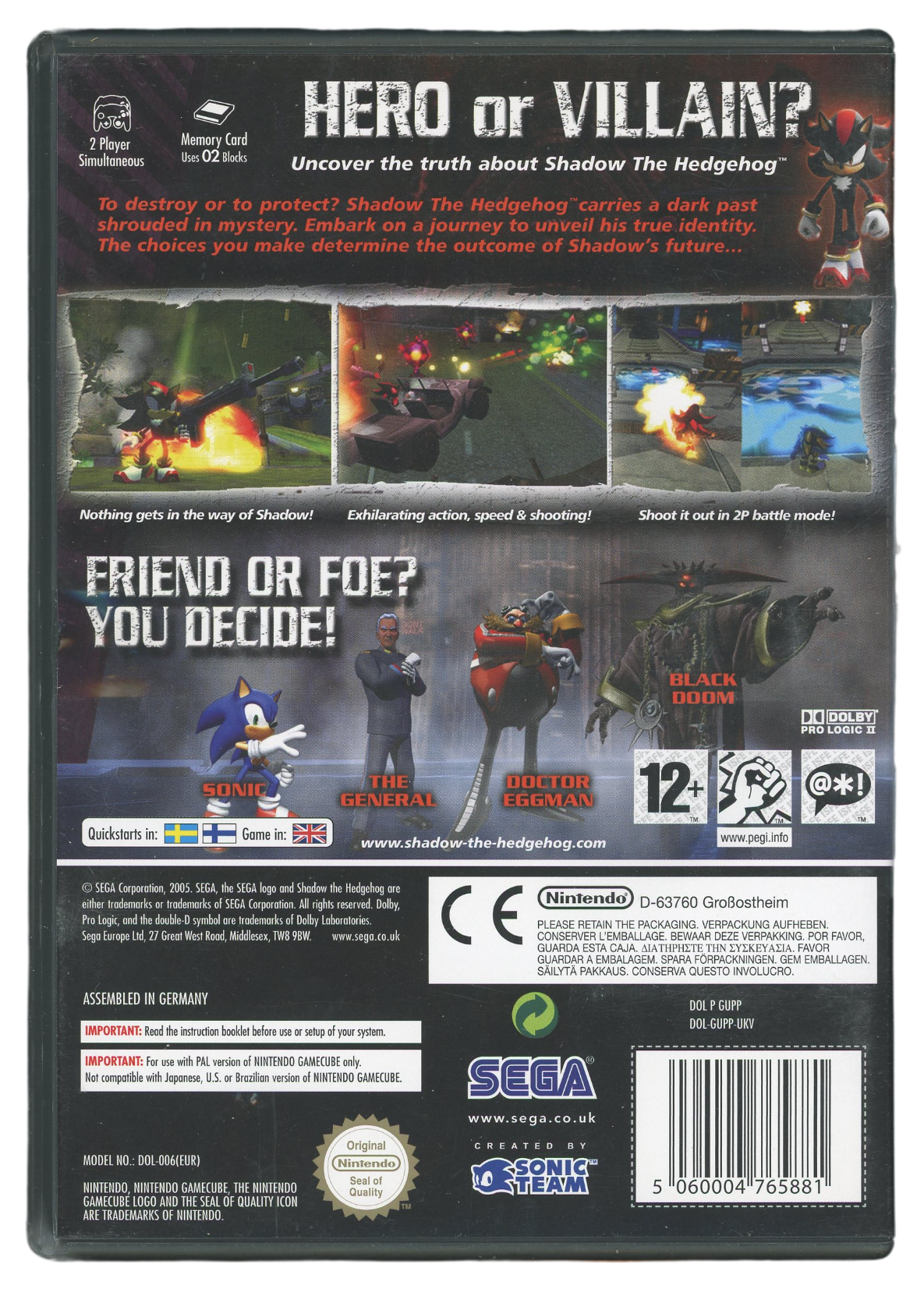 Shadow the hedgehog – Nintendo GameCube spill