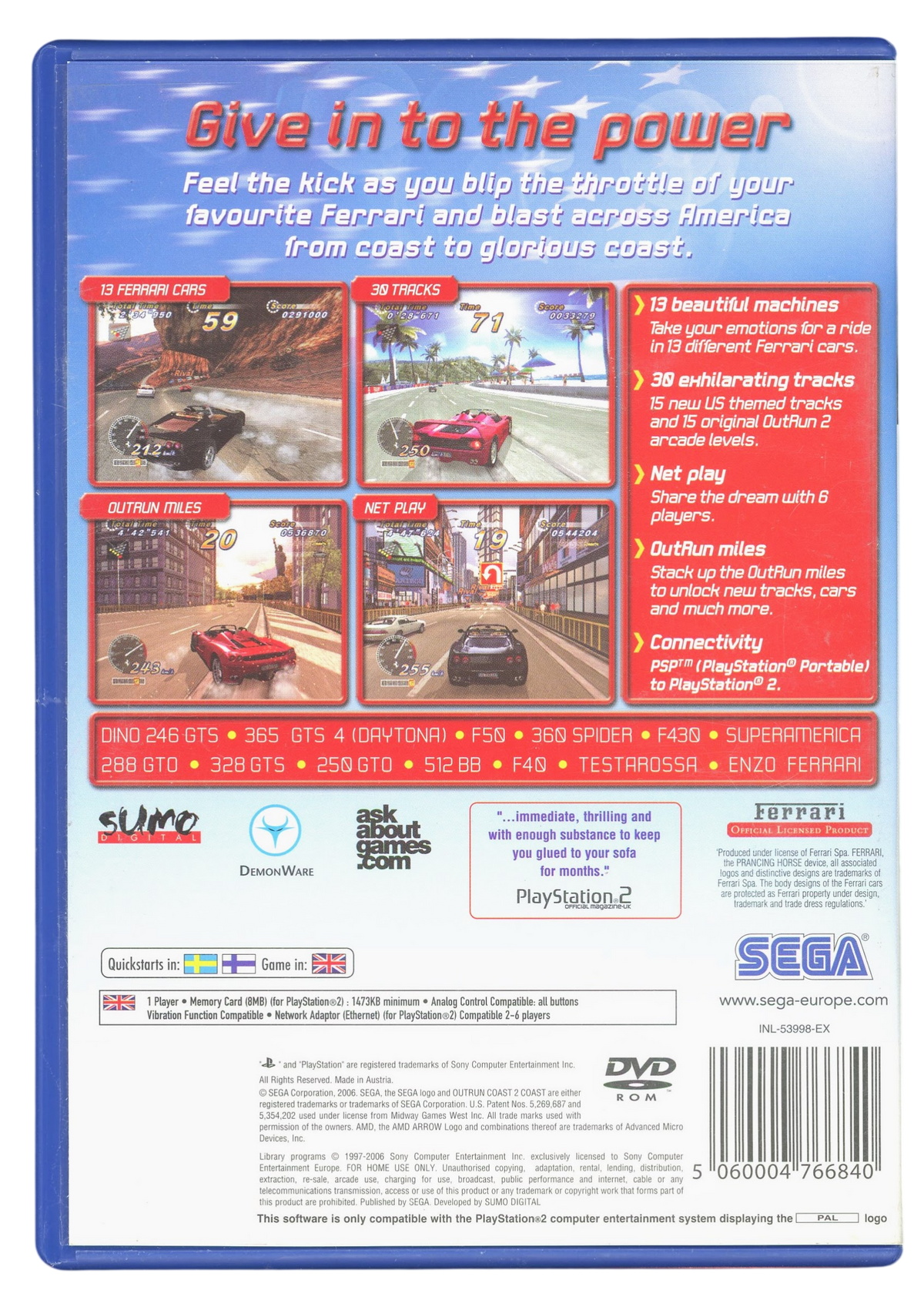 Outrun 2006 - Coast 2 coast - Playstation 2 spill (PS2)
