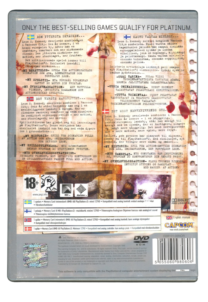 Resident Evil 4 (Platinum) - Playstation 2 spill (PS2)