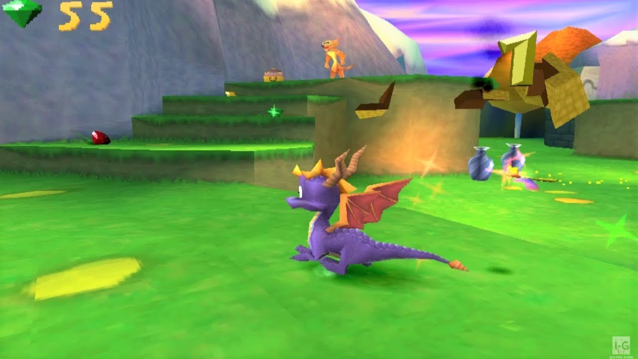 Gameplay-bilde fra Spyro Year Of The Dragon Platinum Brukt Playstation 1 Spill Ps1
