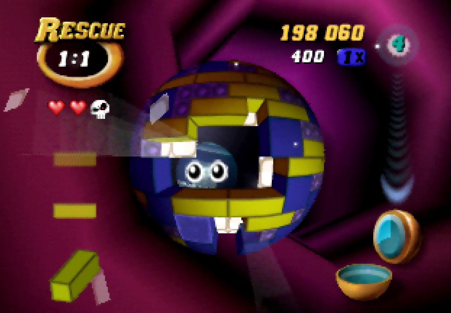 Gameplay-bilde fra Tetrisphere (komplett i eske - CIB) - Nintendo 64 spill (N64)